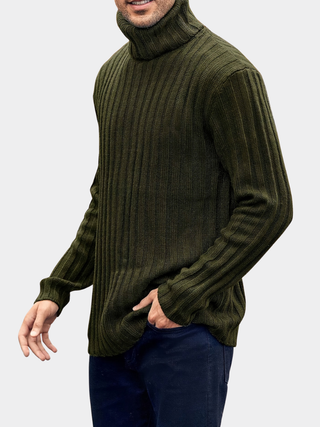 Jersey de punto grueso para hombre con cuello alto | Manga larga