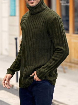 Jersey de punto grueso para hombre con cuello alto | Manga larga