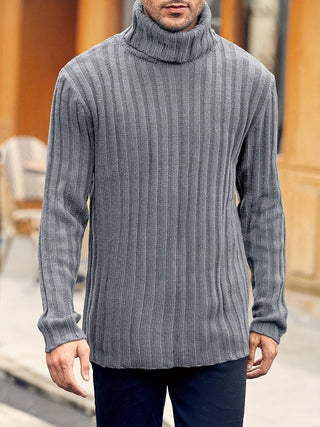 Jersey de punto grueso para hombre con cuello alto | Manga larga