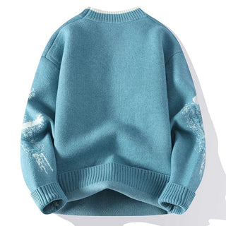 Herren Jacquard Pullover | Fransen Textur