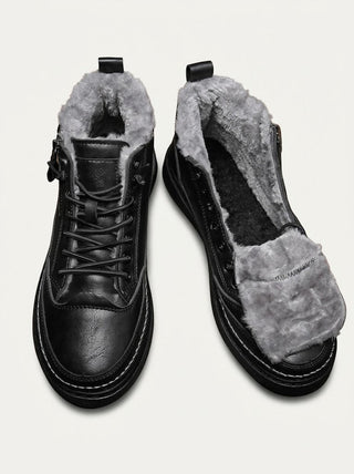 Herren Klassische Leder Winterstiefel Schnürung – Detailansicht
