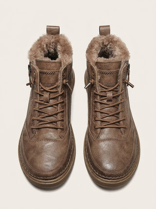 Herren Klassische Leder Winterstiefel Schnürung – Detailansicht
