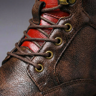 Herren Klassische Winter Lederstiefel Schnürung – Detailansicht