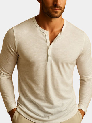 Herren Langarmshirt mit Knopfleiste | Henley