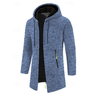 Chaqueta larga con capucha para hombre | Bolsillos con cremallera