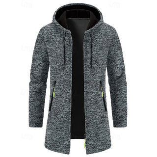Chaqueta larga con capucha para hombre | Bolsillos con cremallera