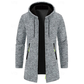 Chaqueta larga con capucha para hombre | Bolsillos con cremallera