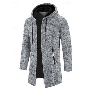 Chaqueta larga con capucha para hombre | Bolsillos con cremallera