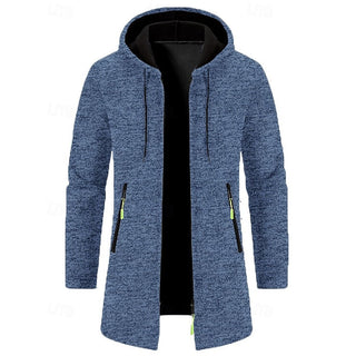 Chaqueta larga con capucha para hombre | Bolsillos con cremallera