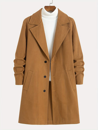 Manteau d’hiver long pour homme | Col à revers