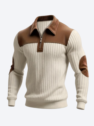 Suéter de punto tipo polo para hombre | Media cremallera