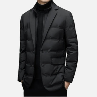 Herren Puffer Blazer Winterjacke Reverskragen – Schwarz