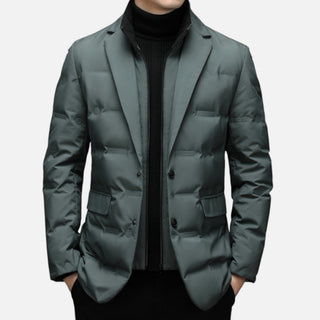 Herren Puffer Blazer Winterjacke Reverskragen – Grün