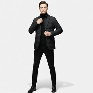 Herren Puffer Blazer Winterjacke Reverskragen – Detailansicht