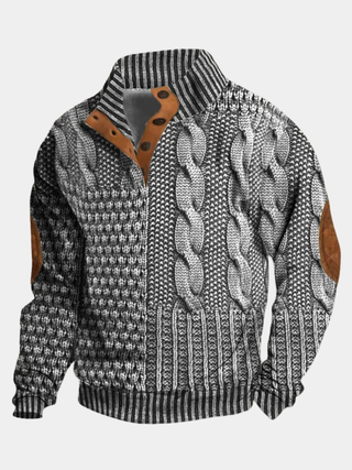 Herren Stehkragen Pullover | Zopfmuster