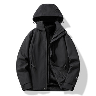 Herren Unisex Winter Skijacke Abnehmbare Kapuze – Phantomschwarz