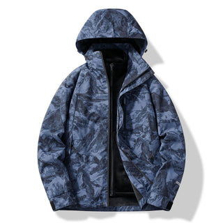 Herren Unisex Winter Skijacke Abnehmbare Kapuze – Tarngrau