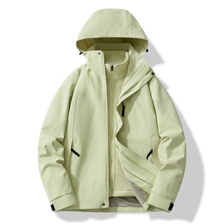 Herren Unisex Winter Skijacke Abnehmbare Kapuze – Apfelgrün