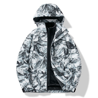 Herren Unisex Winter Skijacke Abnehmbare Kapuze – Tarnweiß