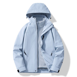 Herren Unisex Winter Skijacke Abnehmbare Kapuze – Jahresblau
