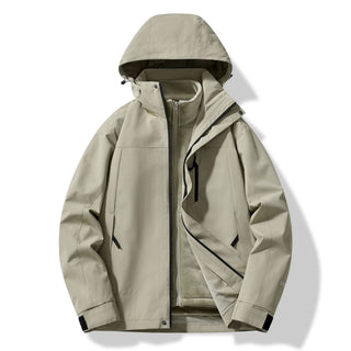 Herren Unisex Winter Skijacke Abnehmbare Kapuze – Silbergrün