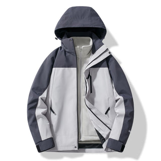 Herren Unisex Winter Skijacke Abnehmbare Kapuze – Light Grau-Dunkelgrau