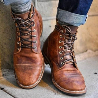 Pánské vintage šněrovací kotníkové boty | Přední krytka