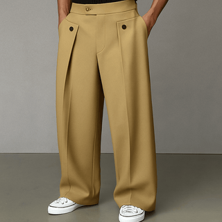 Herren Weite Bundfaltenhose | Hoher Bund