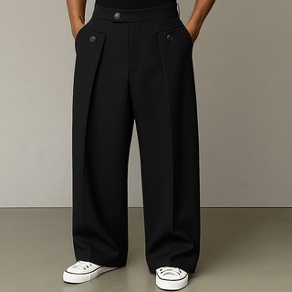 Herren Weite Bundfaltenhose | Hoher Bund