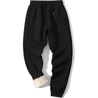 Herren Winter Fleece Jogginghose Tunnelzug – Schwarz