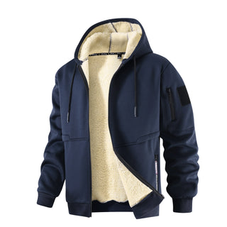 Herren Winter Fleecejacke Kapuze – Marineblau