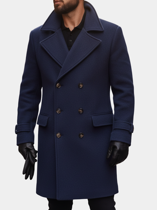 Abrigo de invierno cruzado de hombre | cuello con solapas