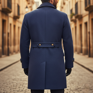 Abrigo de invierno cruzado de hombre | cuello con solapas