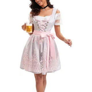 Vestido dirndl del Oktoberfest para mujer | Mini bordado con cordones