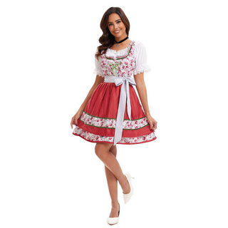 Vestido dirndl del Oktoberfest para mujer | Mini bordado con cordones