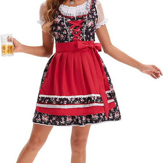 Vestido dirndl del Oktoberfest para mujer | Mini bordado con cordones