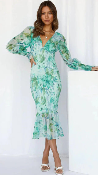 Robe cocktail à motif floral femme | midi