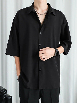 Herren hemd kurzarm geknöpft oversized