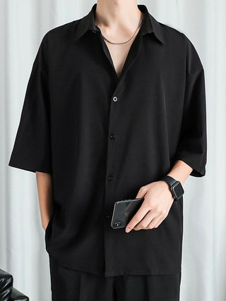 Pánská košile s krátkým rukávem, zapínaná, oversized