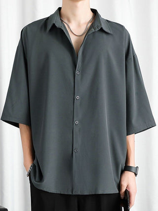 Pánská košile s krátkým rukávem, zapínaná, oversized