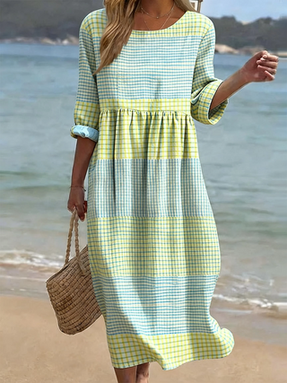 Damen Kariertes Sommerkleid | Midi