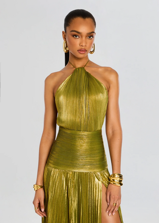 Robe de soirée plissée pour femme | Maxi