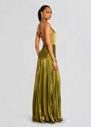 Robe de soirée plissée pour femme | Maxi