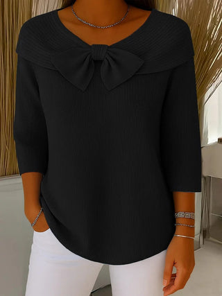 Damen Elegante Bluse mit Schleife | Gerippt
