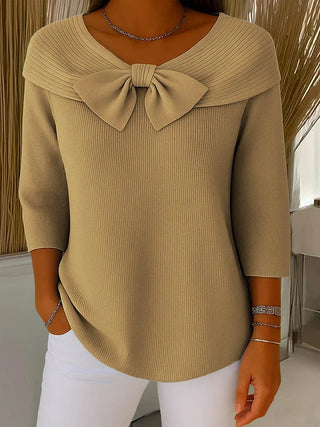 Damen Elegante Bluse mit Schleife | Gerippt