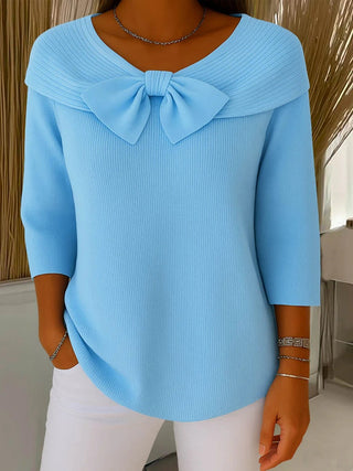 Damen Elegante Bluse mit Schleife | Gerippt