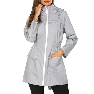Women's Zipper Raincoat | Drawstring