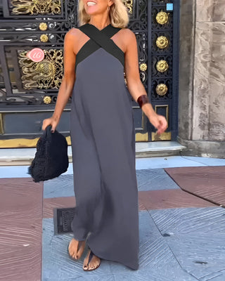 Dámské maxis šaty s halter krkem | Bez rukávů