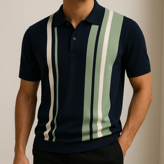 Herren Gestreiftes Poloshirt | Strick