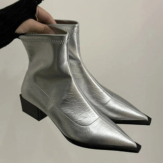 Women's Pointed Ankle Boots | Block Heel